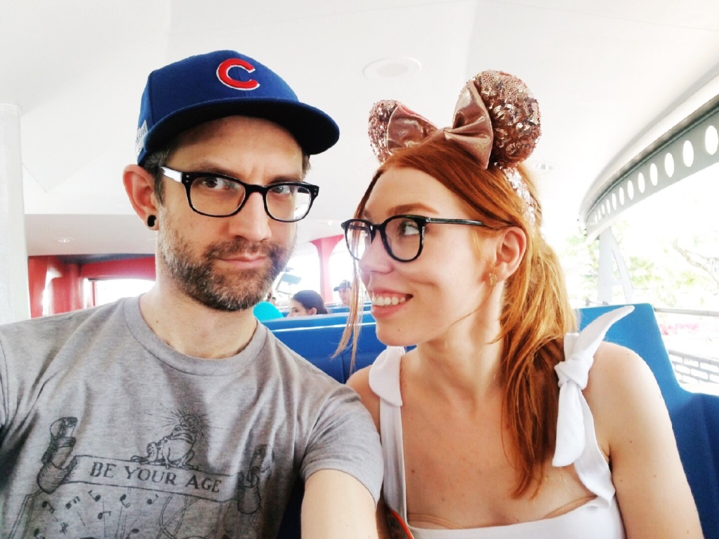 Winnie Dear and Fiancé on the People Mover at Disneyworld 